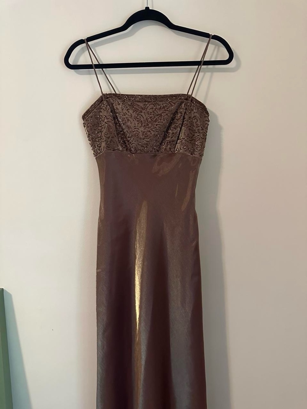 Brown Embellished Evening Dress